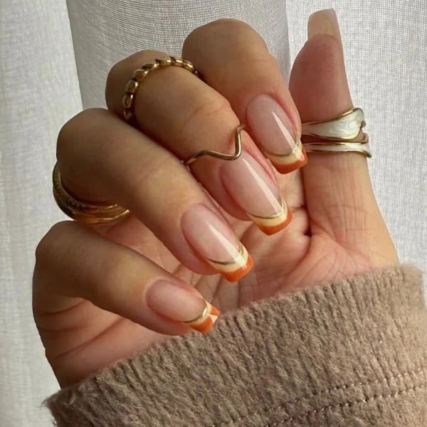 Burnt Orange French Tip Long Stiletto Nails Burnt Orange French Tip Long Stiletto Nails — Classy Burnt Orange Nails