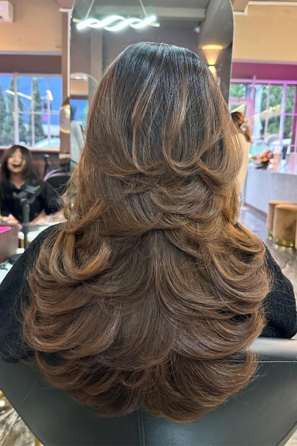 Mid-Back Butterfly With Stacked Layers — Classy Butterfly Haircut