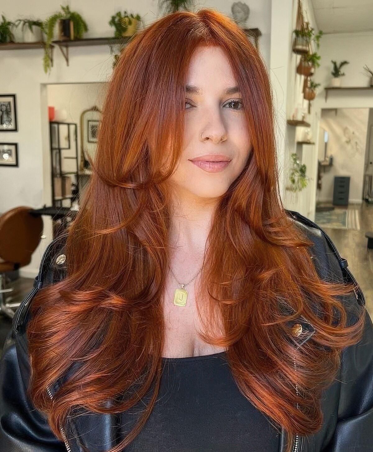 Long Copper Butterfly With Waves — Classy Butterfly Haircut