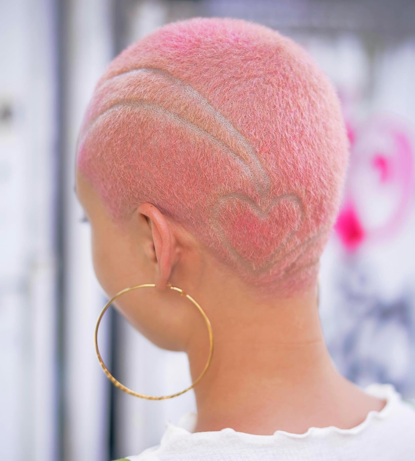 Pink Buzz Cut With Heart Design Pink Buzz Cut With Heart Design — Classy Buzz Cut