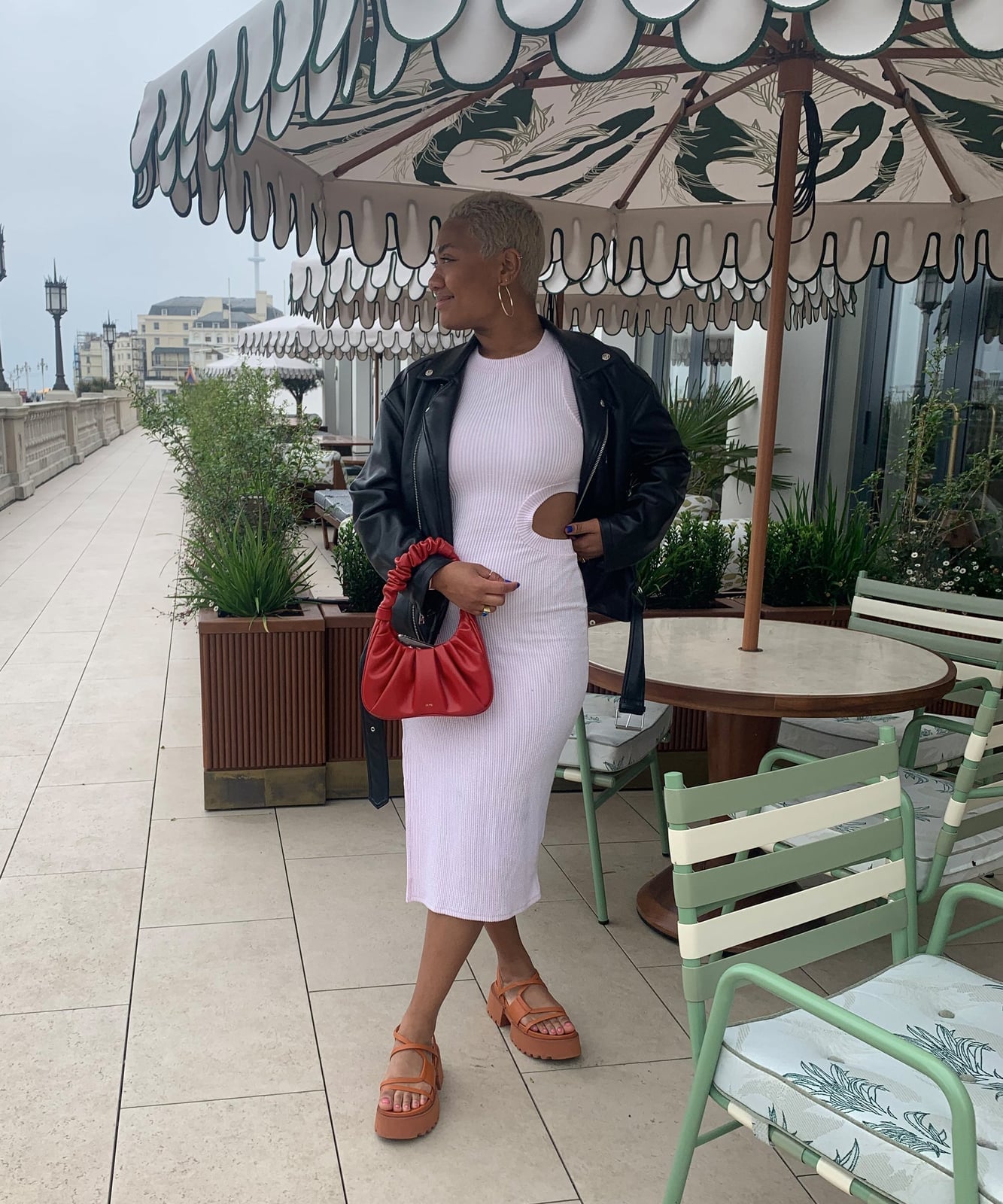 Buzz Cut With Knit Dress And Leather Jacket Buzz Cut With Knit Dress And Leather Jacket — Classy Buzz Cut