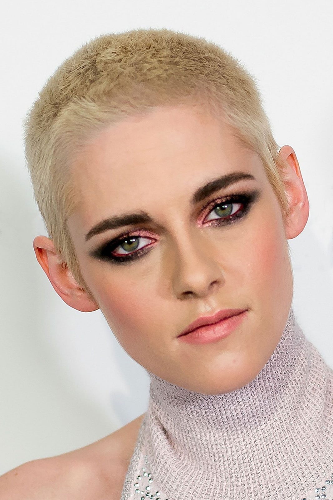 Platinum Buzz Cut With Pale Pink Turtleneck Platinum Buzz Cut With Pale Pink Turtleneck — Classy Buzz Cut