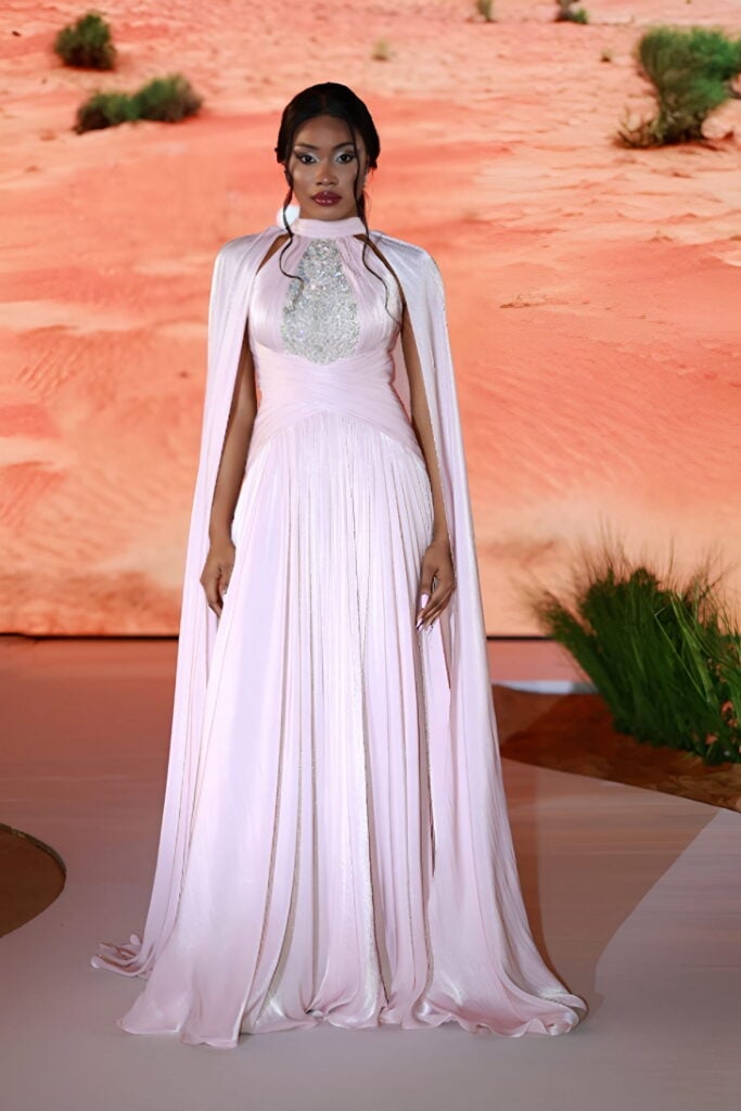 Black Gown With Dramatic Flowing Cape and Train Black Gown With Dramatic Flowing Cape and Train — Classy Cape Outfits