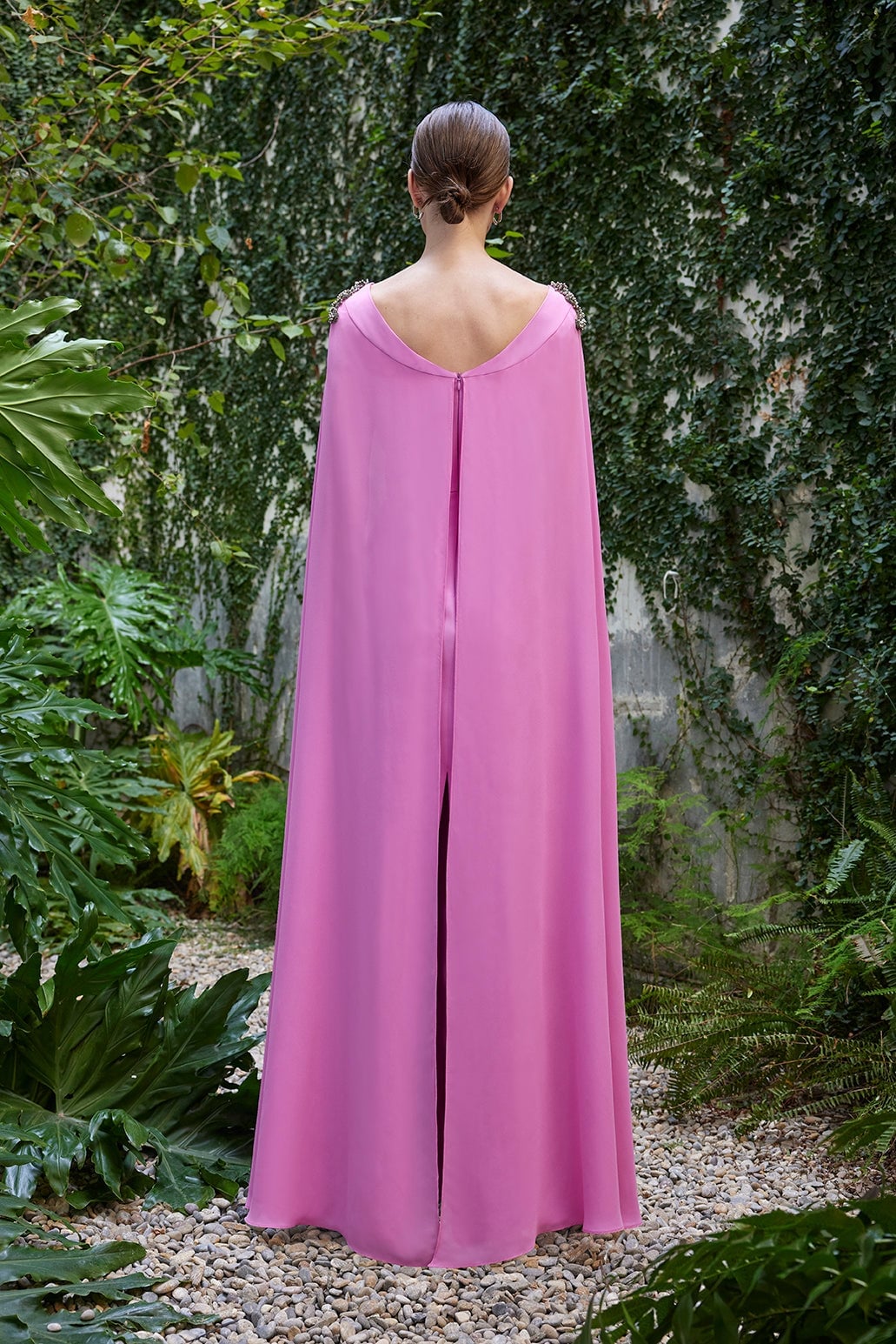 Deep Green Gown With Beaded Cape and Belt Deep Green Gown With Beaded Cape and Belt — Classy Cape Outfits