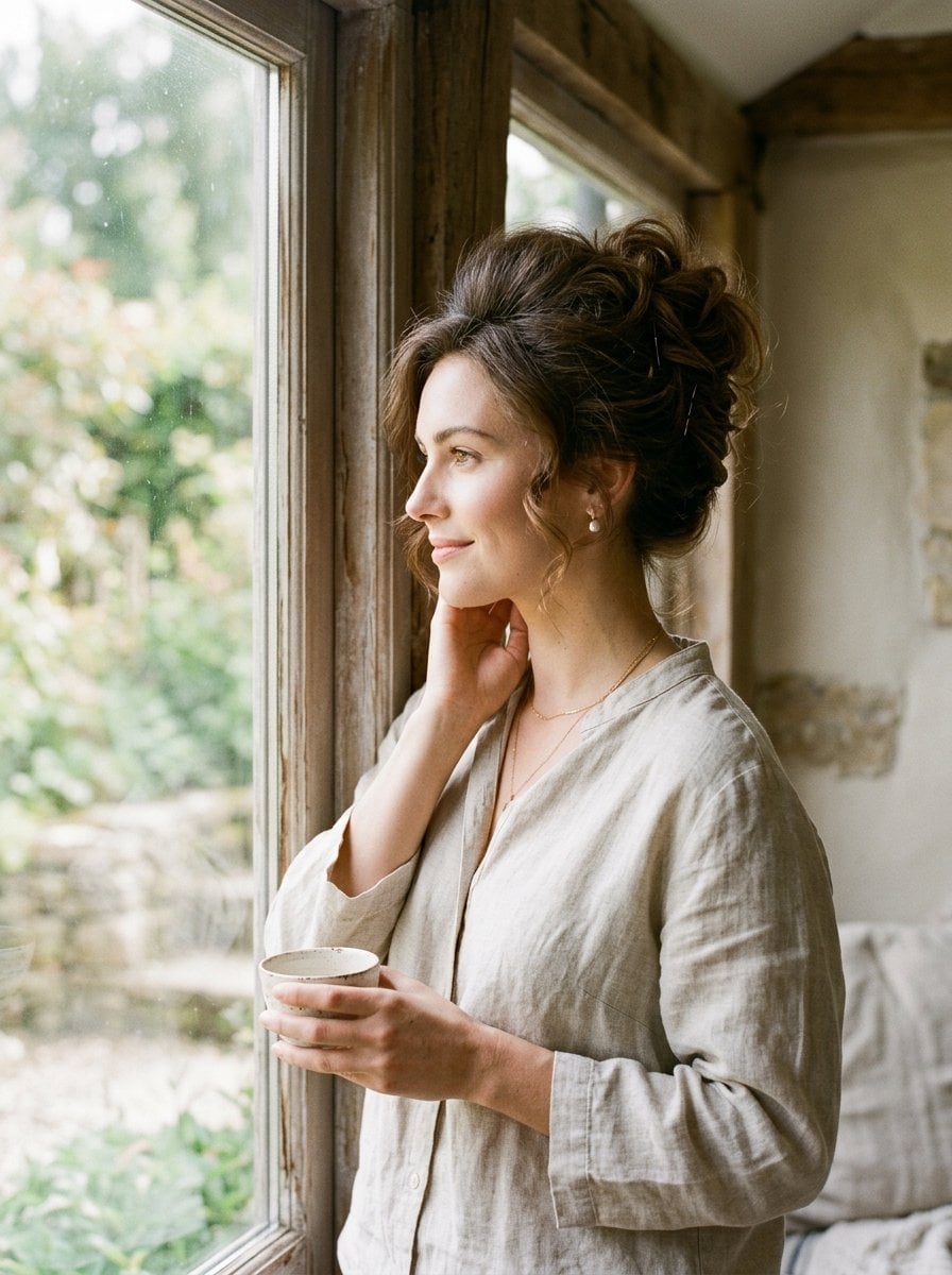Mid-Back Updo With Loose Tendrils — Classy Casual Hairstyles