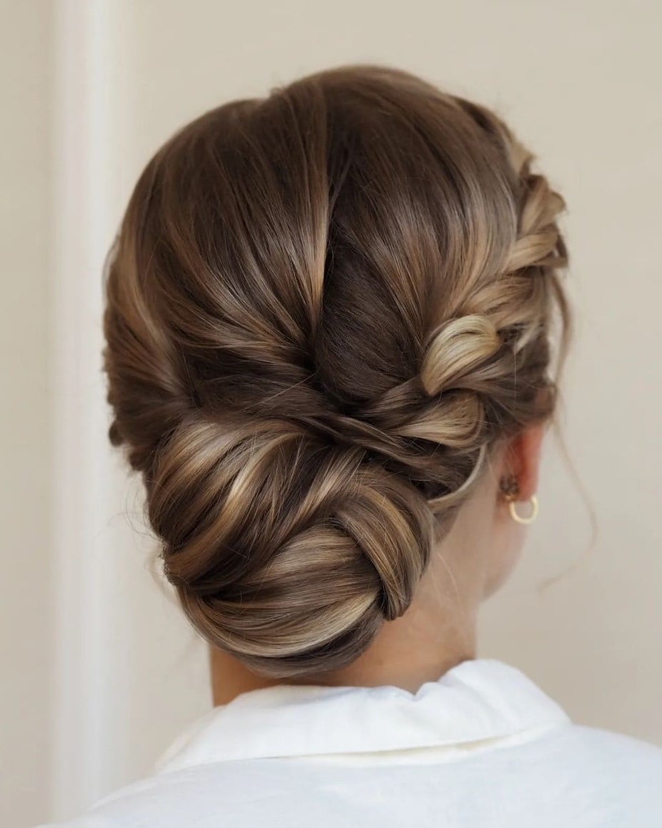Textured Updo With Ash Blonde Braid Textured Updo With Ash Blonde Braid — Classy Casual Updo