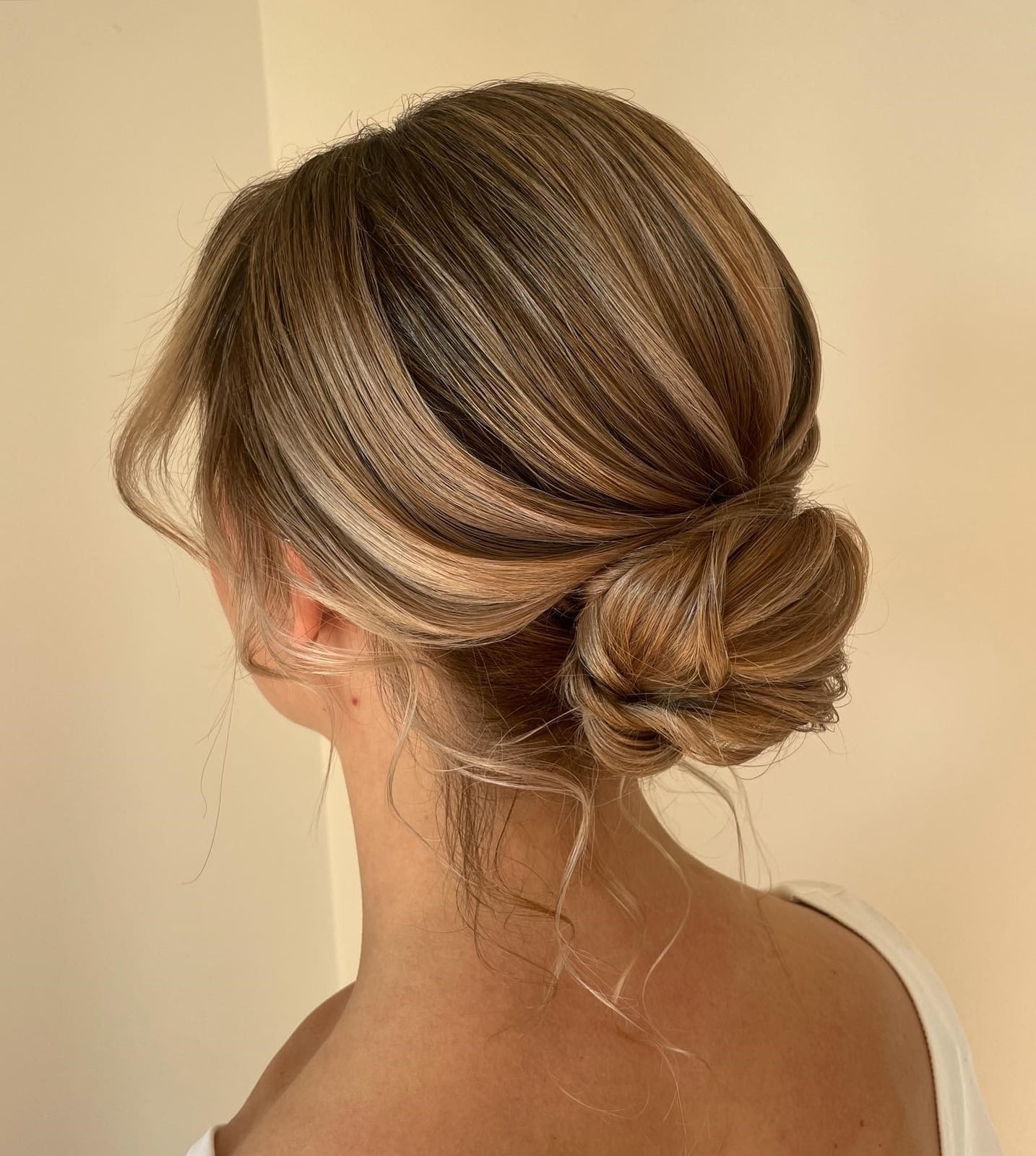 Loose Low Updo With Ash Blonde Texture Loose Low Updo With Ash Blonde Texture — Classy Casual Updo
