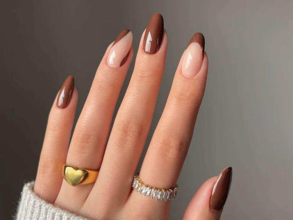 Chocolate Brown French Tip and Split Almond Nails Chocolate Brown French Tip and Split Almond Nails — Classy Chocolate Nails