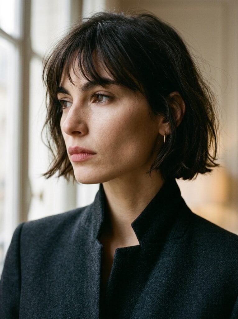 Classic Chin Length Bob in Dark Brown — Classy Choppy Bob Haircuts