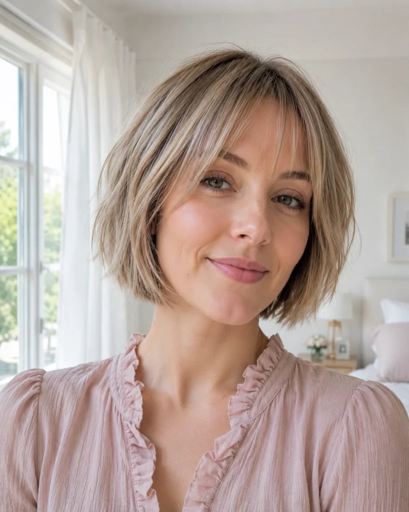 Ash Blonde Bob With Curtain Bangs — Classy Choppy Bob Haircuts