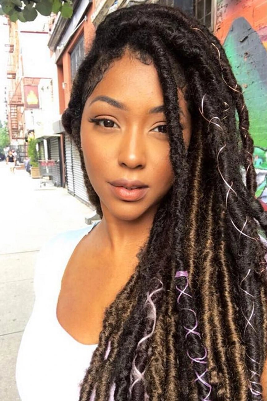 Textured Goddess Locs With Color Accents Textured Goddess Locs With Color Accents — Classy Color Locs