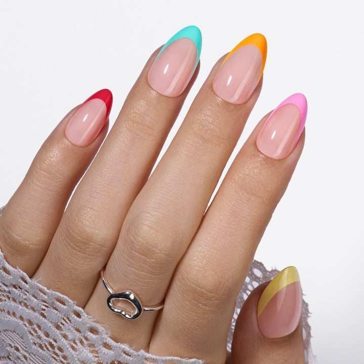 Vibrant Multi-Color French Tip Almond Nails Vibrant Multi-Color French Tip Almond Nails — Classy Colored French Tip Nails