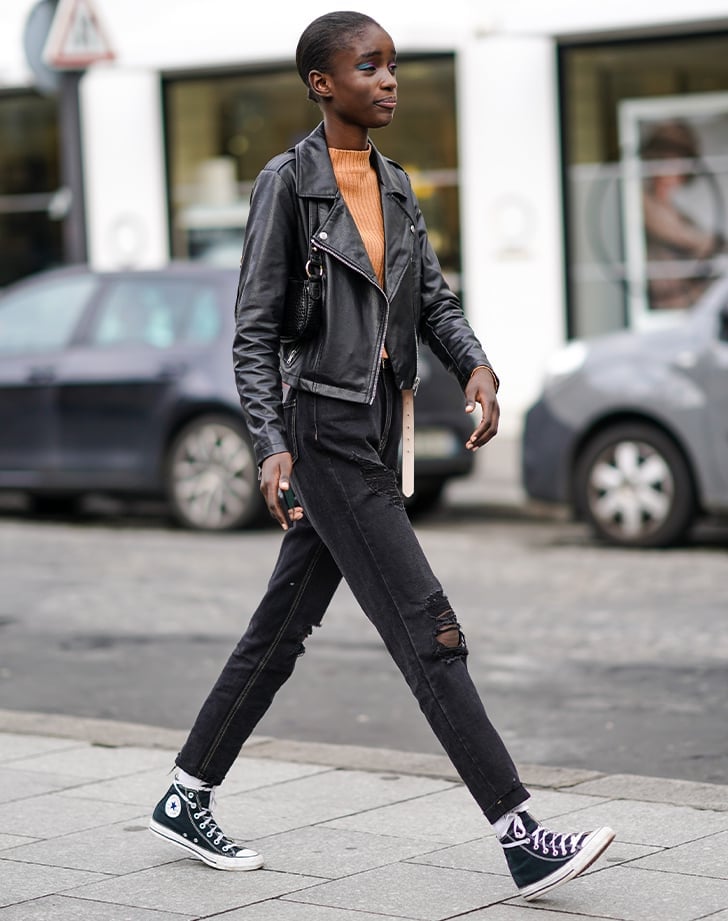 Biker Jacket and Black Jeans with Converse — Classy Converse Outfits Black