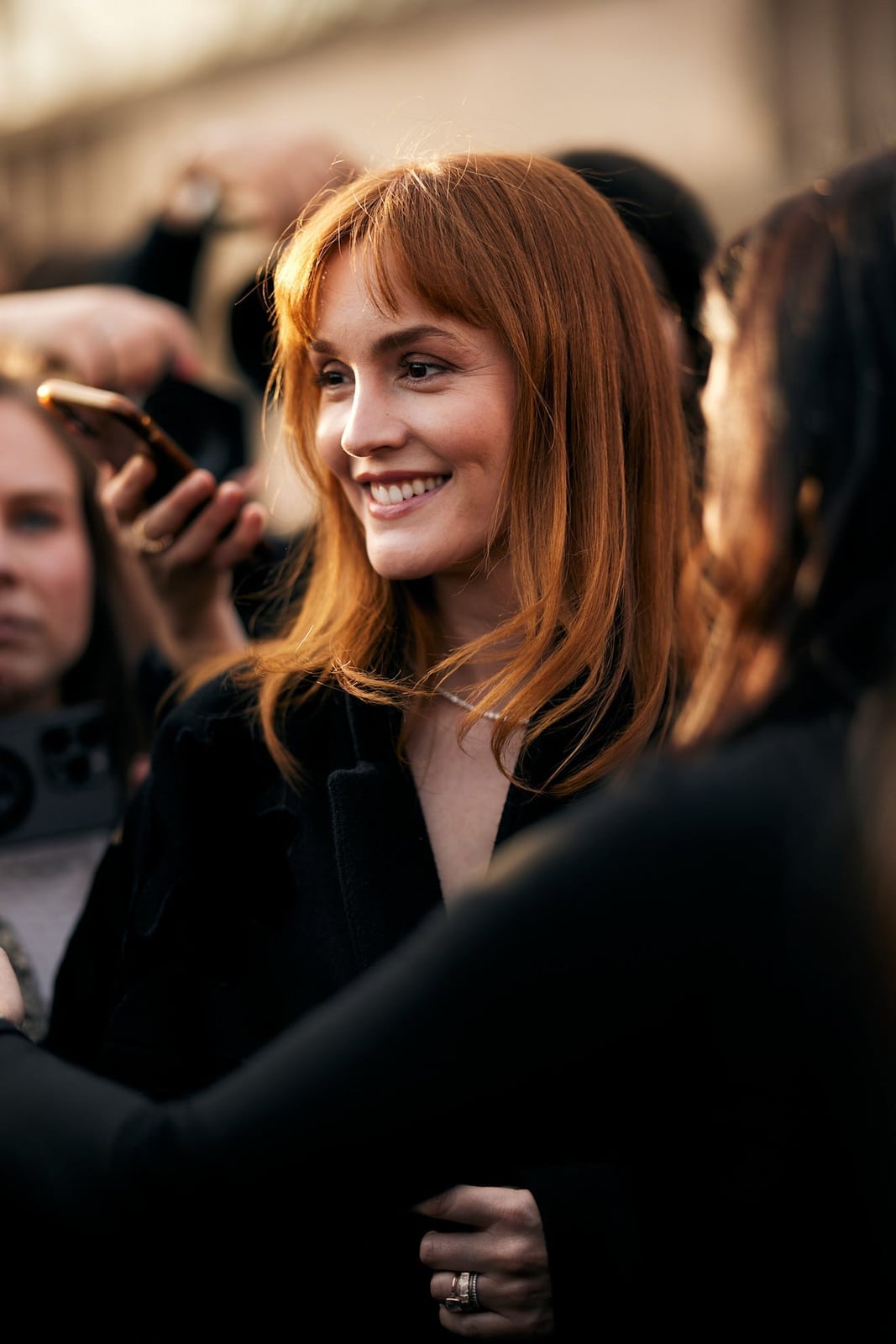 Mid-Back Air-Dried Copper With Curtain Bangs — Classy Copper Hair Color