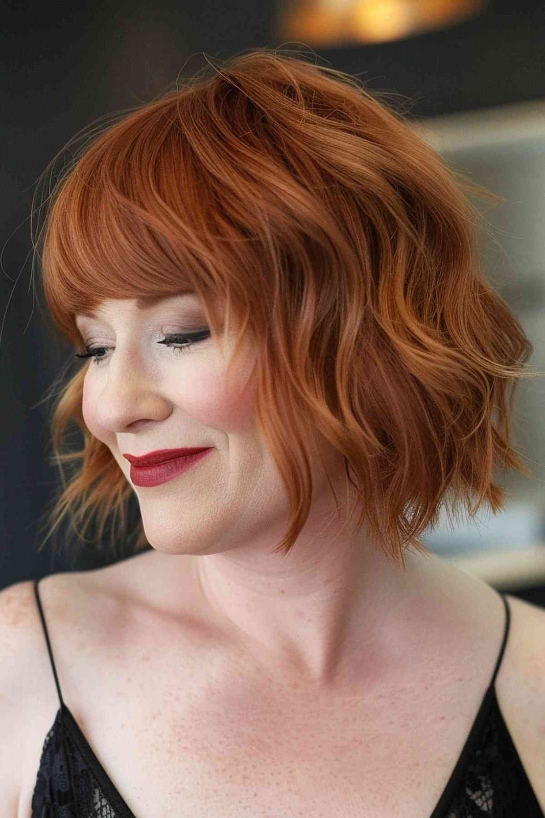 Copper Bob With Short Bangs — Classy Copper Hair Color
