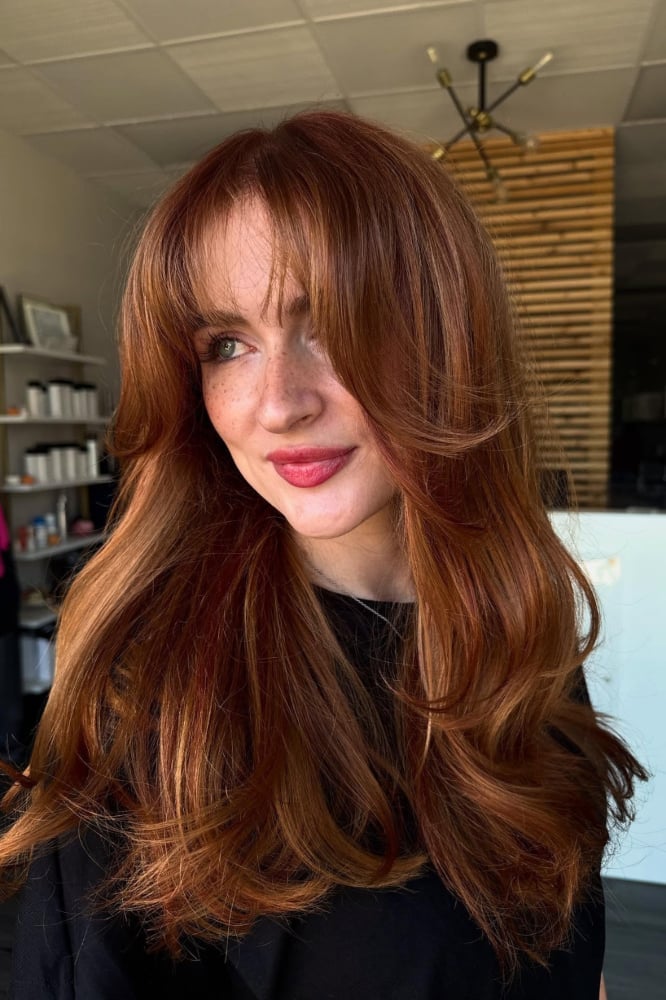 Collarbone Layers With Copper Balayage — Classy Copper Hair Color