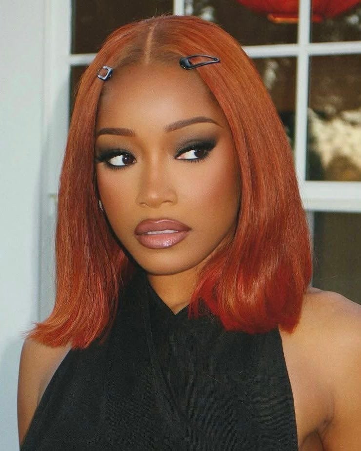 Vibrant Copper Chin Length Blunt Bob — Classy Copper Hair on Black Women