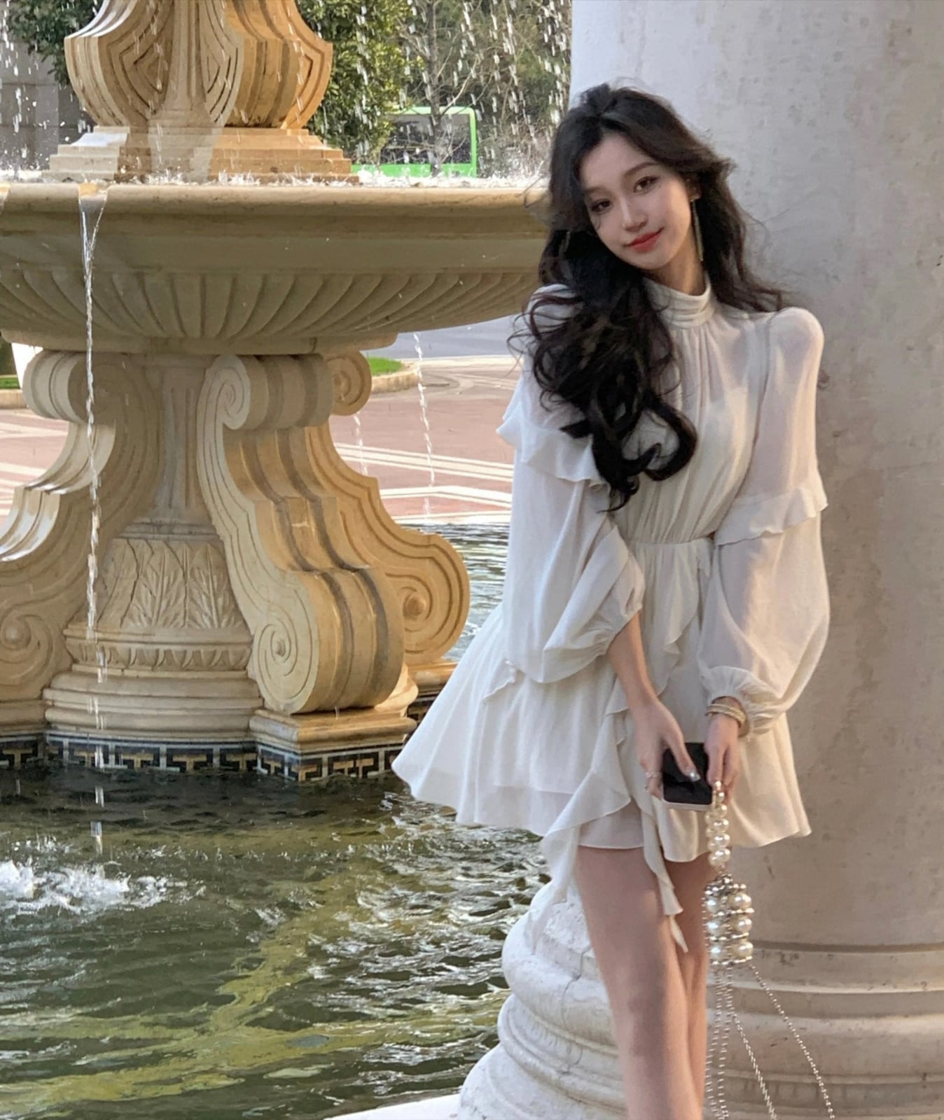 Ivory Ruffled Tiered Mini Dress with Sheer Sleeves Ivory Ruffled Tiered Mini Dress with Sheer Sleeves — Classy Coquette Outfits