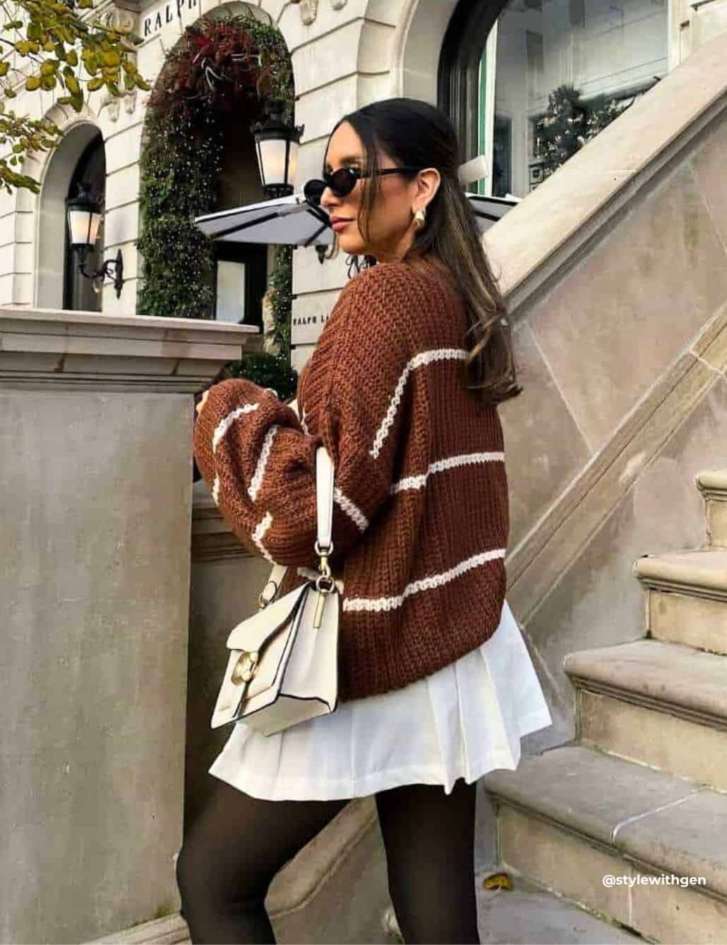 Striped Knit Sweater with Pleated Mini Skirt Striped Knit Sweater with Pleated Mini Skirt — Classy Coquette Outfits