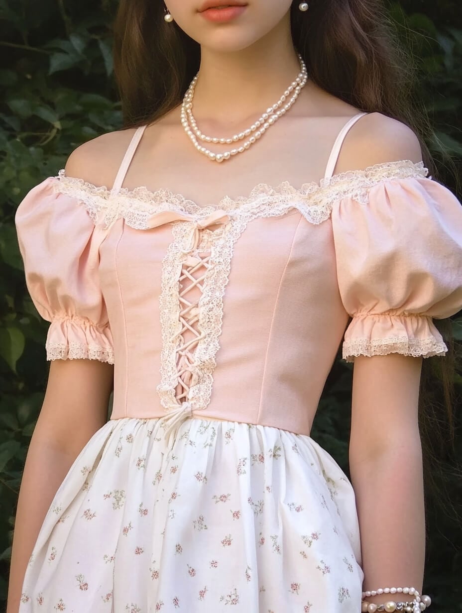 Pink Off-the-Shoulder Top with Floral Skirt Pink Off-the-Shoulder Top with Floral Skirt — Classy Coquette Outfits