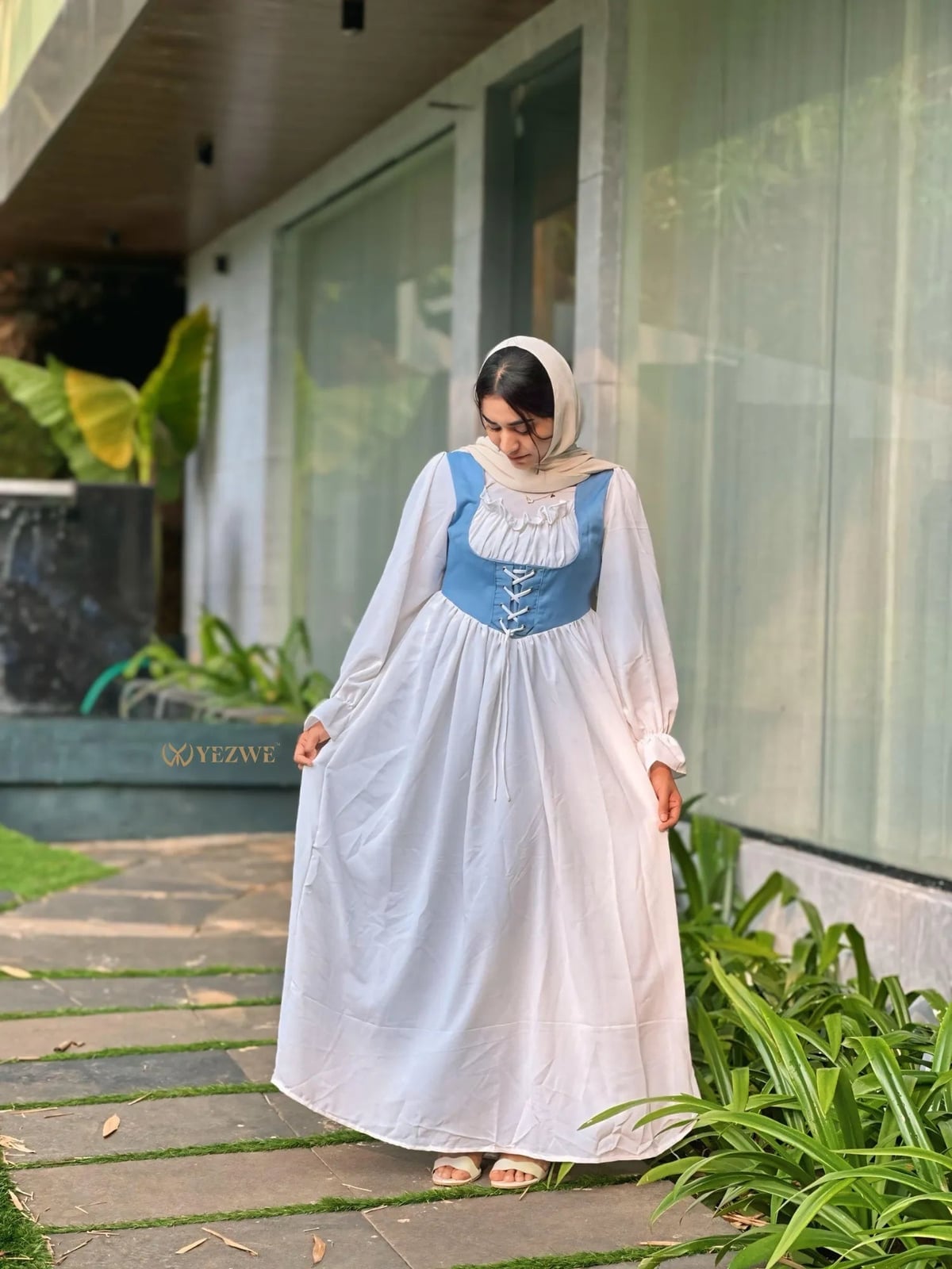 White Maxi Dress with Corset Bodice White Maxi Dress with Corset Bodice — Classy Coquette Outfits