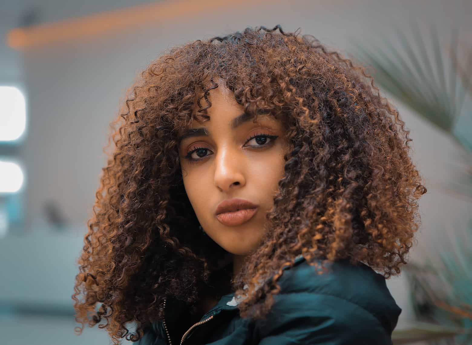 Shoulder Blowout With Curtain Bangs, Middle Shoulder Blowout With Curtain Bangs, Middle — Classy Curly Hair Cutting