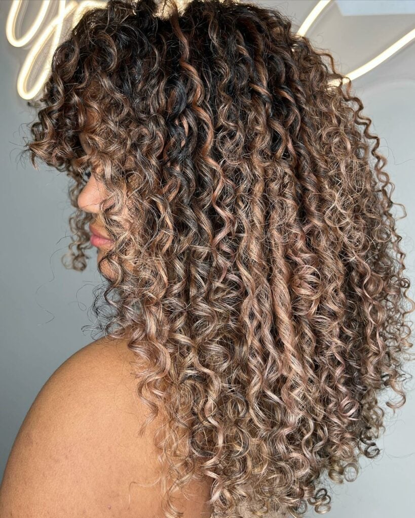 Collarbone Layers With Caramel Dimension Collarbone Layers With Caramel Dimension — Classy Curly Highlights