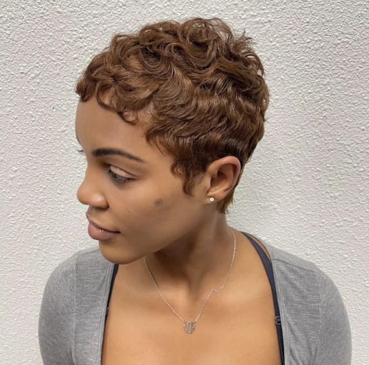 Warm Brown Pixie With Defined Waves Warm Brown Pixie With Defined Waves — Classy Curly Pixies