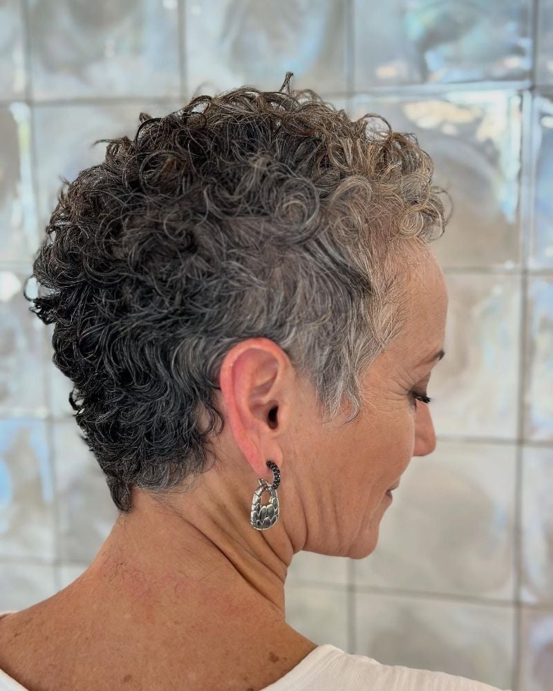 Gray Pixie With Dark Roots Gray Pixie With Dark Roots — Classy Curly Pixies
