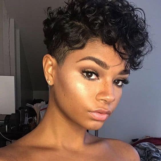 Black Pixie With Undercut And Side Bangs Black Pixie With Undercut And Side Bangs — Classy Curly Pixies