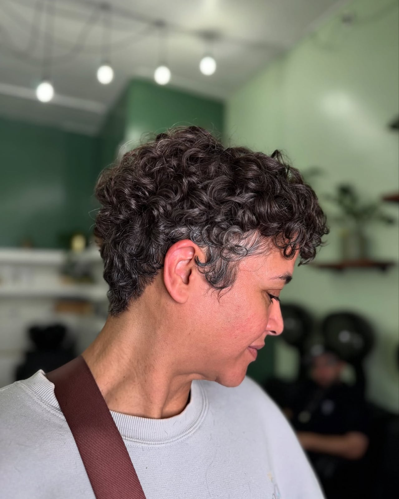 Thick Dark Brown Pixie With Textured Layers Thick Dark Brown Pixie With Textured Layers — Classy Curly Pixies