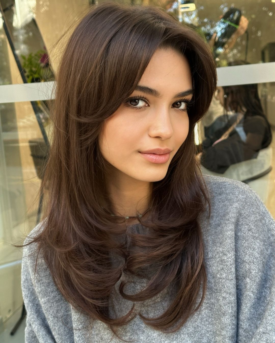 Collarbone Lob With Soft Curtain Bangs — Classy Cut Bangs