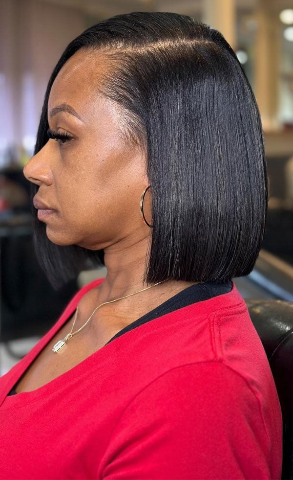 Sharp Black Chin-Length Bob, Straight Sharp Black Chin-Length Bob, Straight — Classy Cut Bob