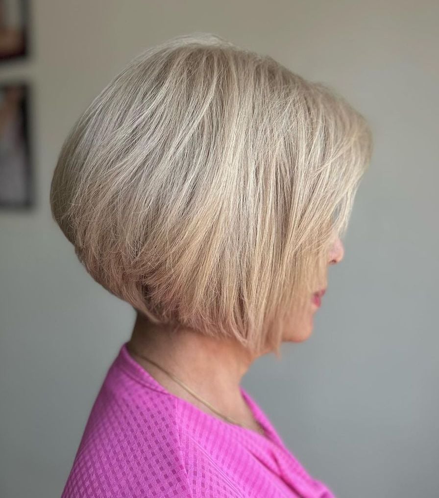 Stacked Ash Blonde Bob Stacked Ash Blonde Bob — Classy Cut Bob