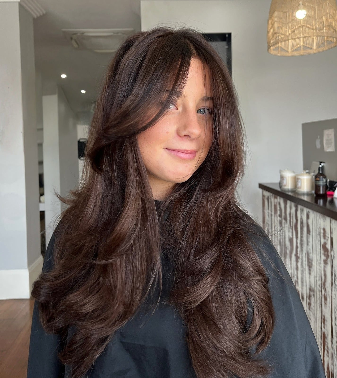 Mid-Back Dark Brown With Lighter Brown Highlights, Close-Up Take Mid-Back Dark Brown With Lighter Brown Highlights, Close-Up Take — Classy Dark Brown Highlights