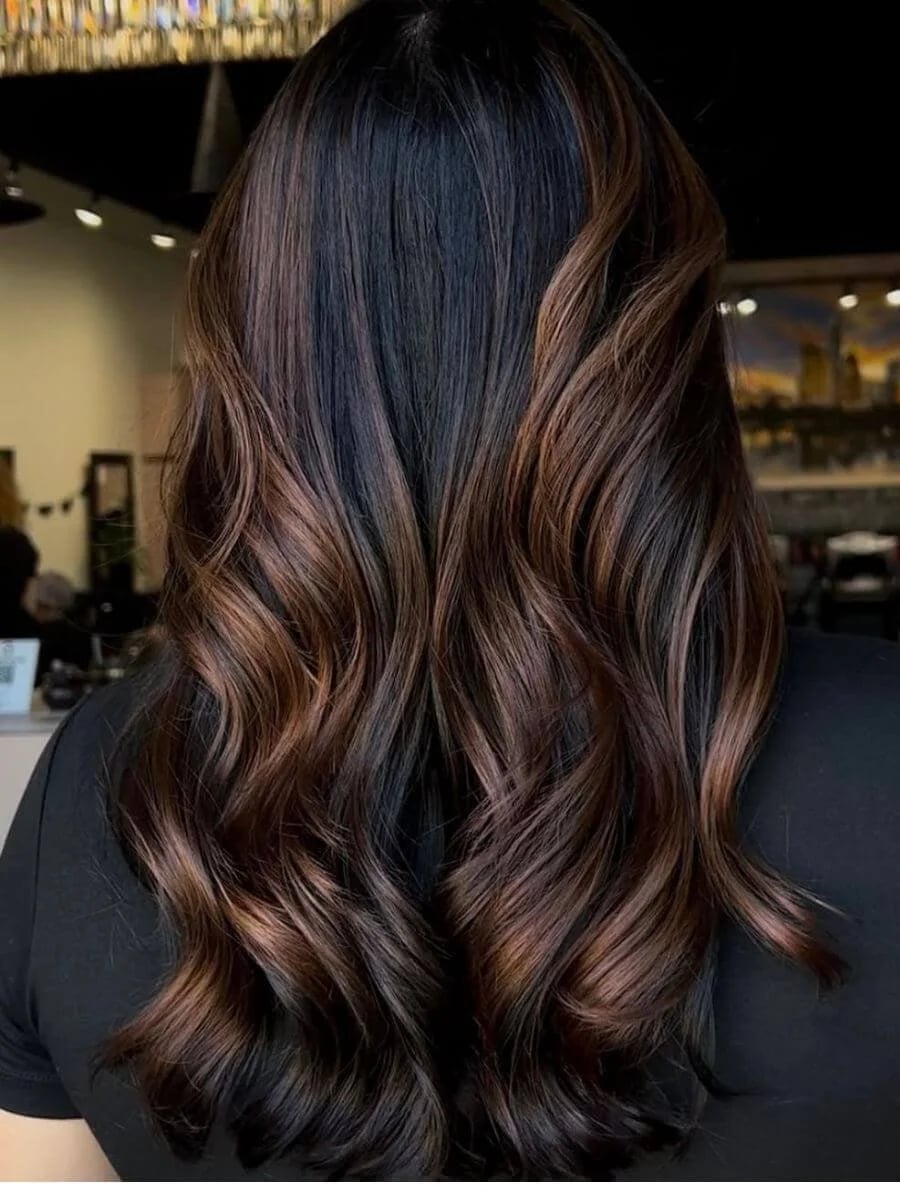 Long Dark Brown With Copper Highlights Long Dark Brown With Copper Highlights — Classy Dark Brown Highlights