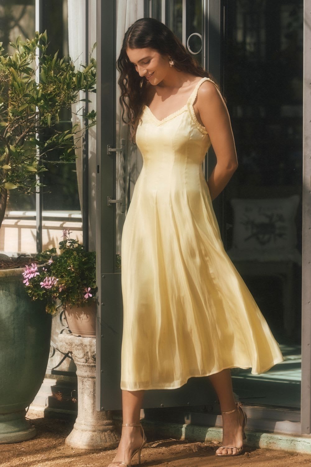 Pale Yellow Satin Slip Dress Pale Yellow Satin Slip Dress — Classy Dinner Outfits Classy