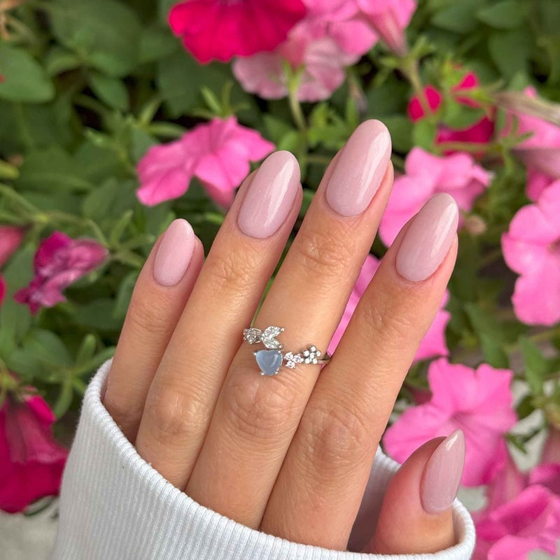 Glossy Mauve Pink Short Oval Nails — Classy Dip Nails