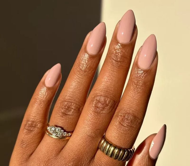 Flawless Neutral Nude Short Almond Nails — Classy Dip Nails
