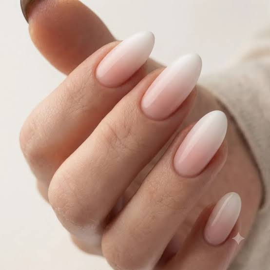 Smooth Ombre Short Almond Nails — Classy Dip Nails