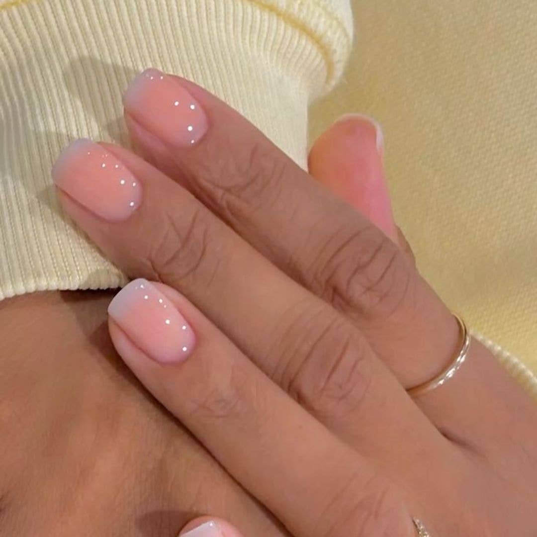 Ombre With Dots Short Square Nails — Classy Dip Nails