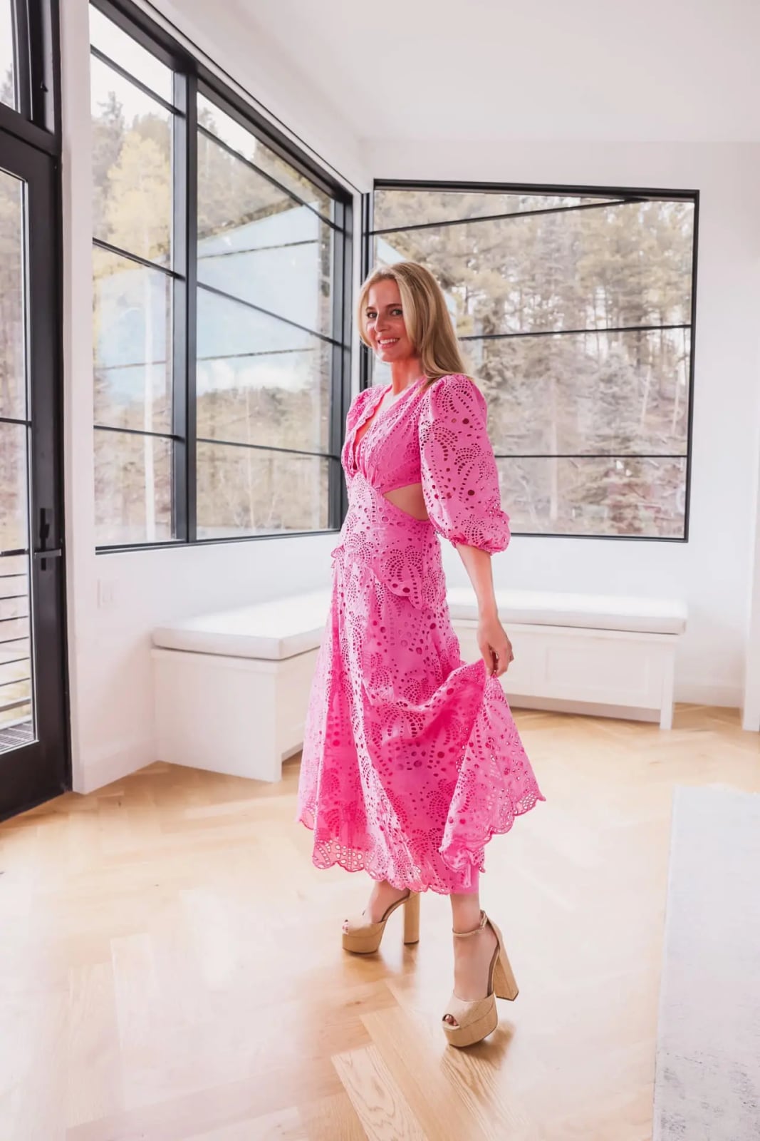 Hot Pink Broderie Anglaise Midi Dress Hot Pink Broderie Anglaise Midi Dress — Classy Dress Up Day Ideas