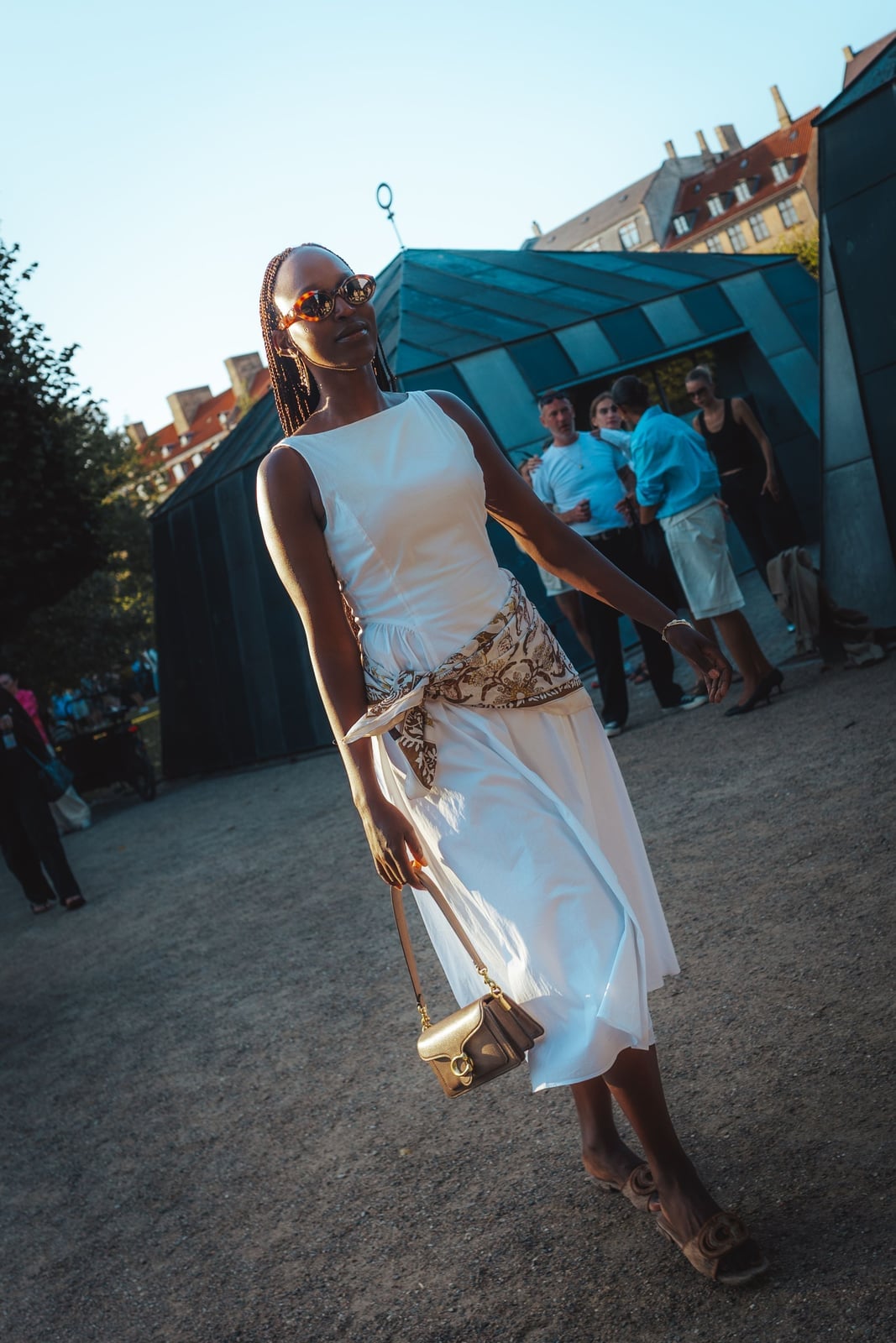 White Midi Dress With Scarf Belt White Midi Dress With Scarf Belt — Classy Dress Up Day Ideas