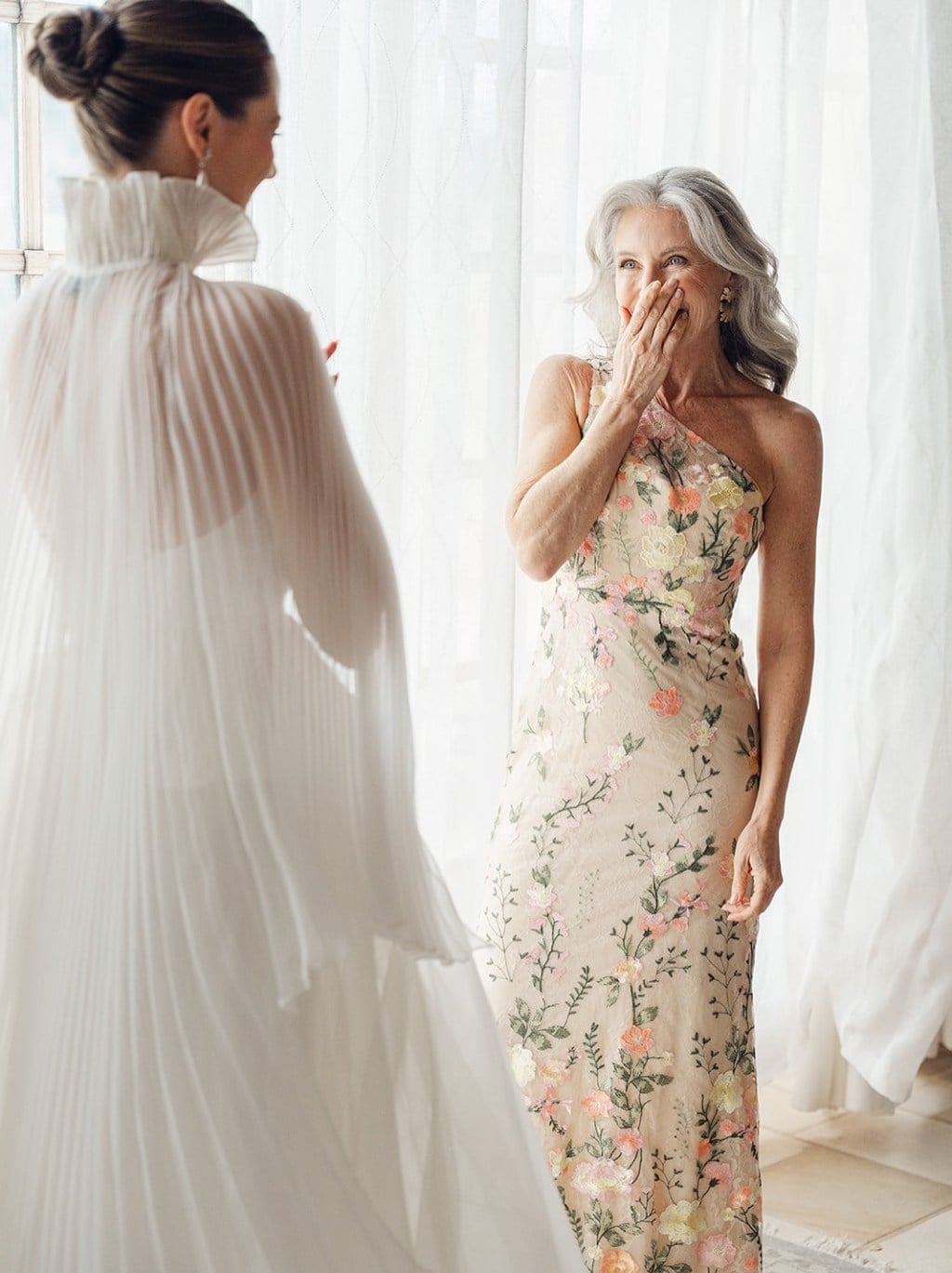 Neutral One-Shoulder Embroidered Midi Dress — Classy Dresses for Moms