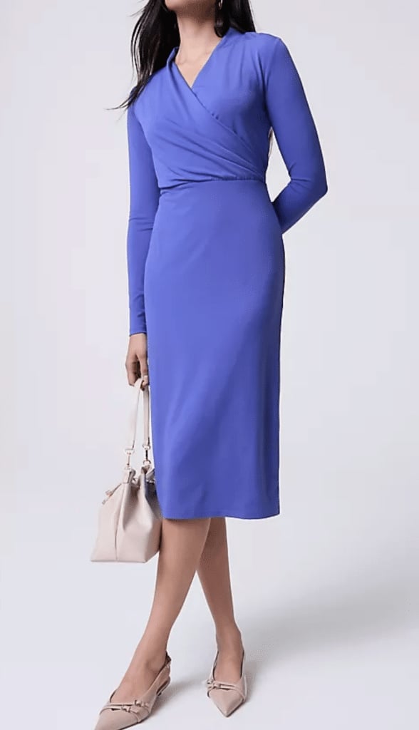 Royal Blue Jersey Knit Wrap Dress With V-Neck — Classy Dresses for Moms