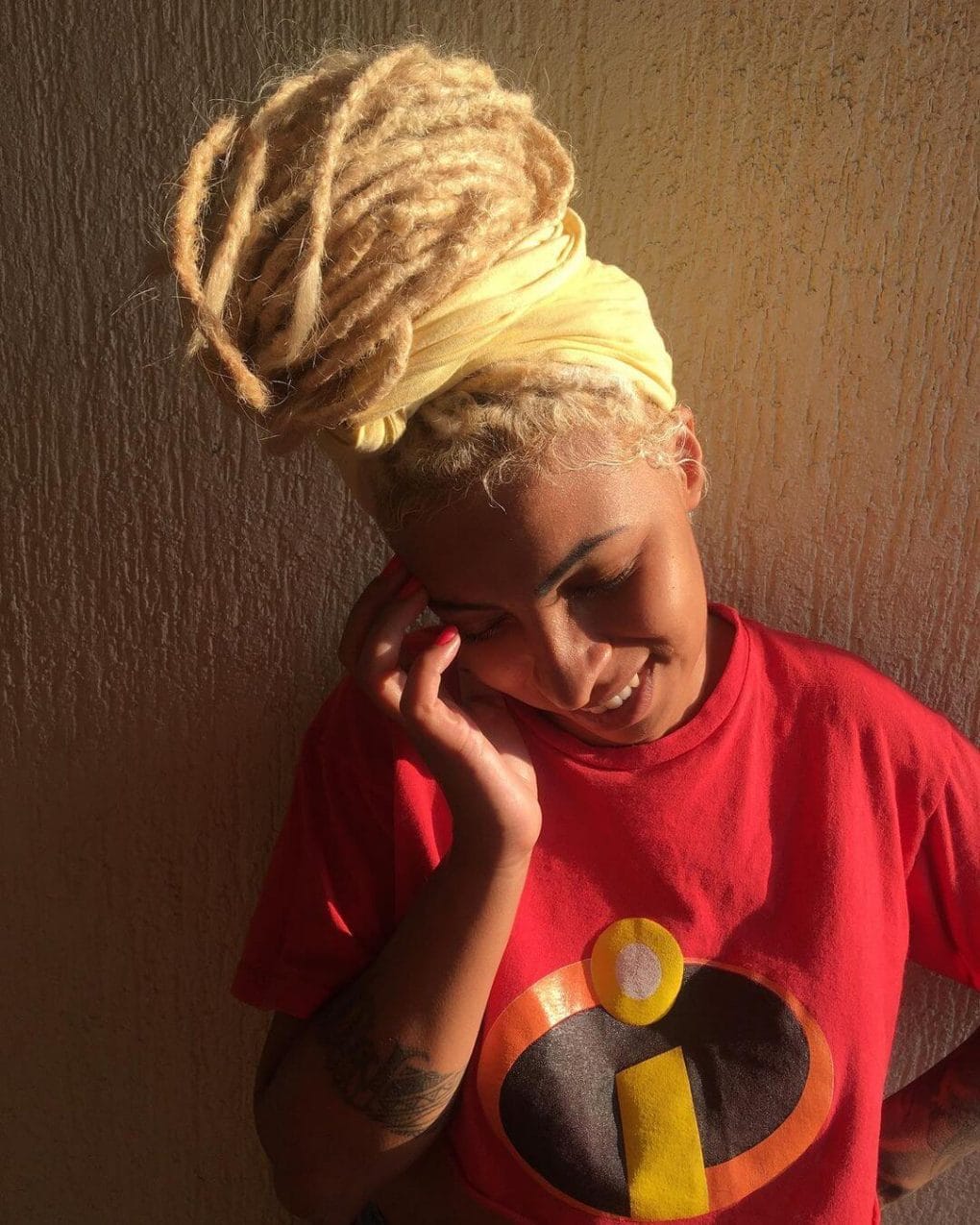 Mid-Back Platinum Blonde Locs Bun — Classy Dyed Locs