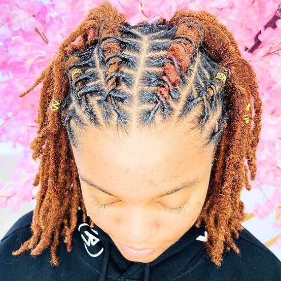 Shoulder Length Copper Locs With Darker Roots — Classy Dyed Locs