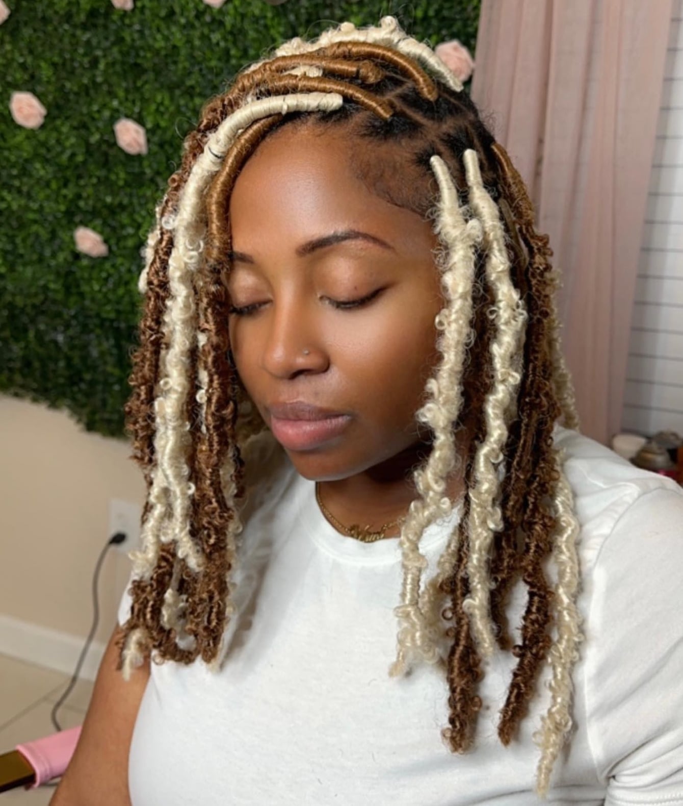 Collarbone Faux Locs With Blonde Highlights — Classy Dyed Locs