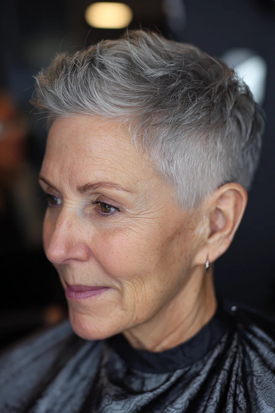Gray Pixie With Textured Volume Gray Pixie With Textured Volume — Classy Edgy Haircuts