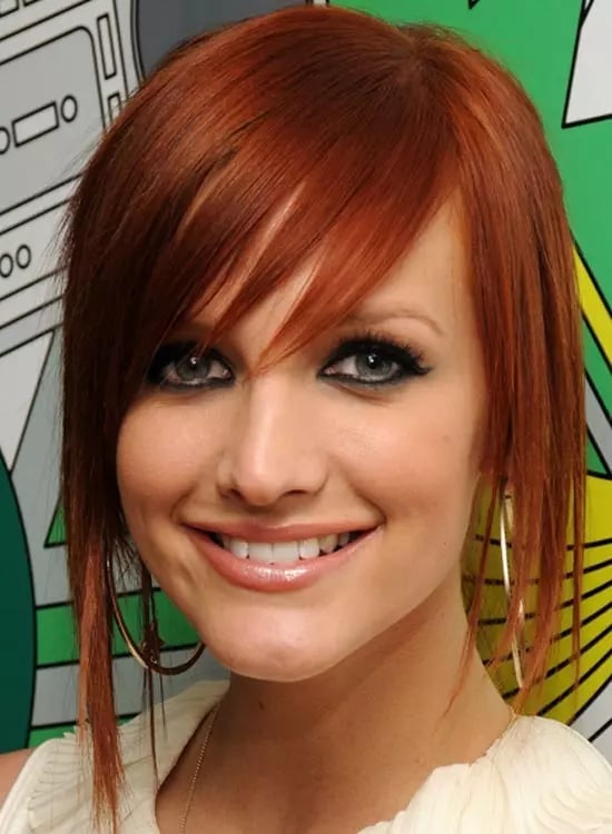 Reddish-Brown Bob With Asymmetrical Bangs Reddish-Brown Bob With Asymmetrical Bangs — Classy Edgy Haircuts